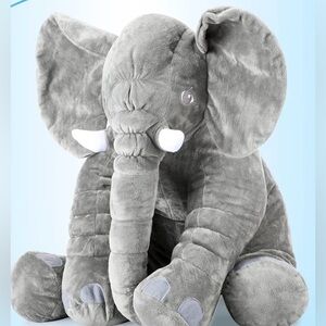 NWOT Plush Elephant Toy Large Soft Grey, 12” While Seated, cuddly and Cute